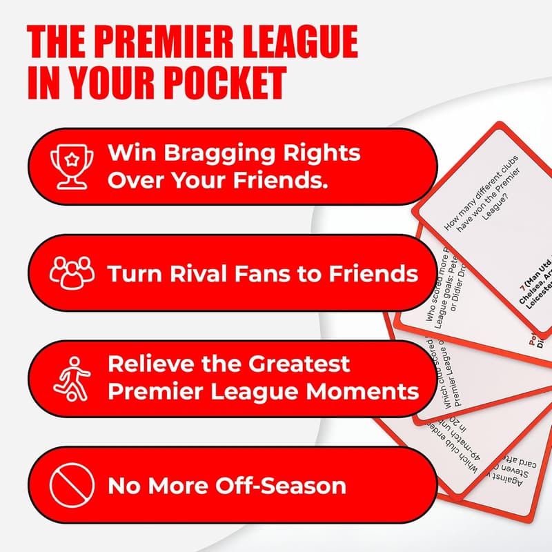 Premier League Trivia Card Game - 150 Questions for Soccer Fans