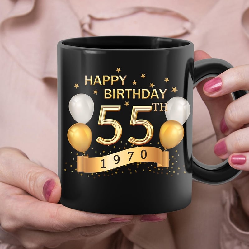55th Birthday Mug with Vintage 1970 Design - Milestone Gift