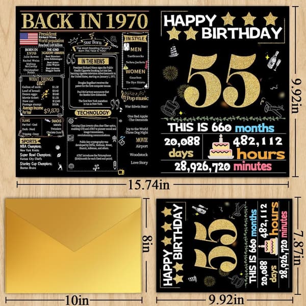 55th Birthday Card for Him or Her with Envelope