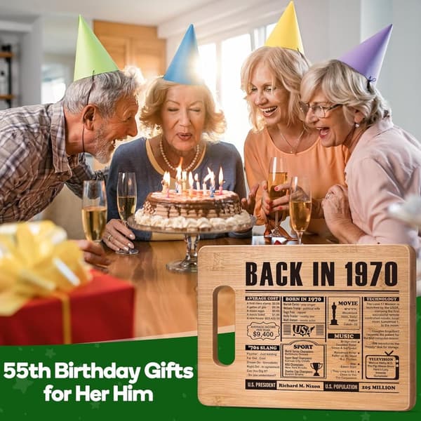 55th Birthday Engraved Bamboo Cutting Board for Couples