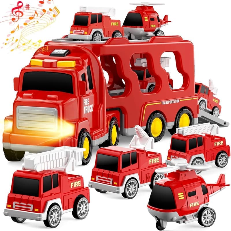 Fire Truck 5-in-1 Friction Vehicle for Toddlers (Ages 3-9)
