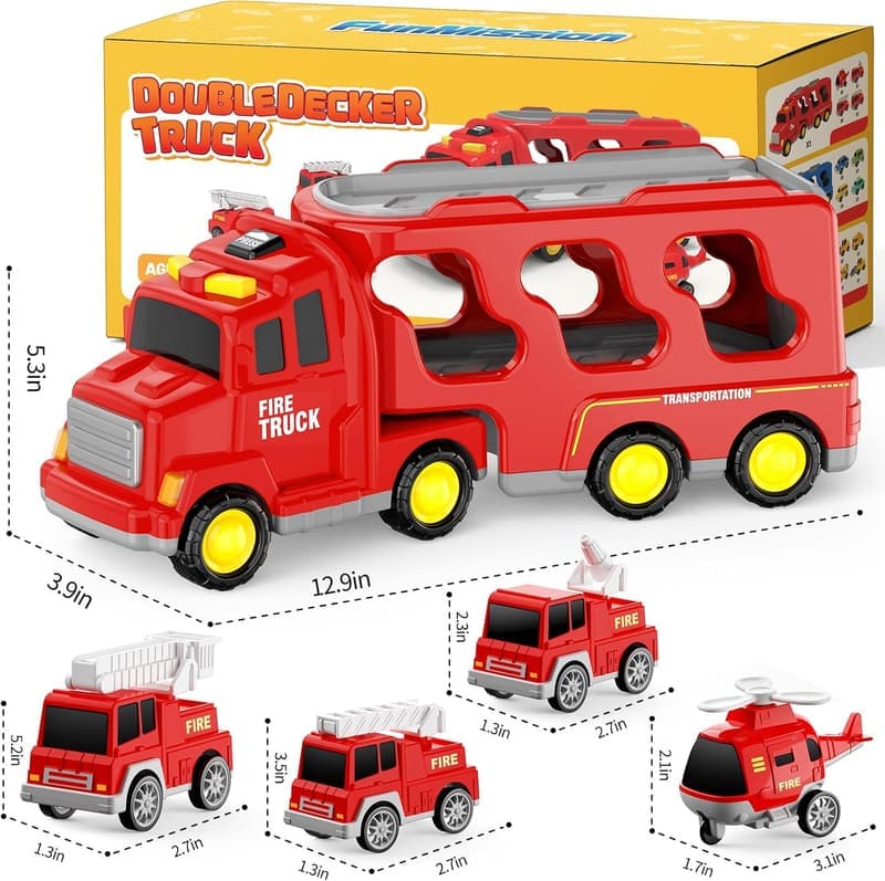 Fire Truck 5-in-1 Friction Vehicle for Toddlers (Ages 3-9)