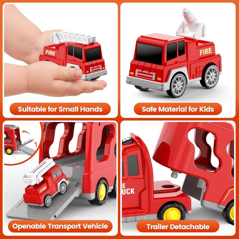 Fire Truck 5-in-1 Friction Vehicle for Toddlers (Ages 3-9)