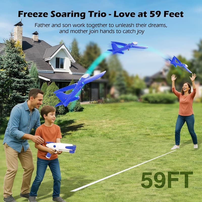 Kids' Outdoor Foam Airplane Launcher Set - 3 Pack