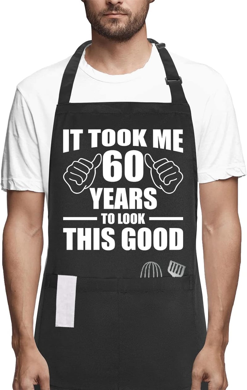 60th Birthday Funny Chef Apron with Pockets for Women