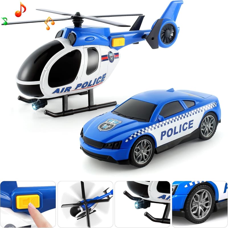 Toddler Police Semi Truck Toy Set - Birthday Gift for Boys 3-6 Yrs