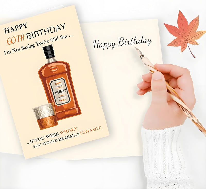 60th Birthday Card - Funny Whiskey Gift for Men and Women