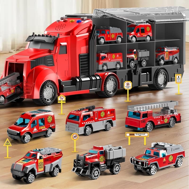 Fire Truck Toy Set with Play Mat – Ideal Birthday Gift for Boys 3-9