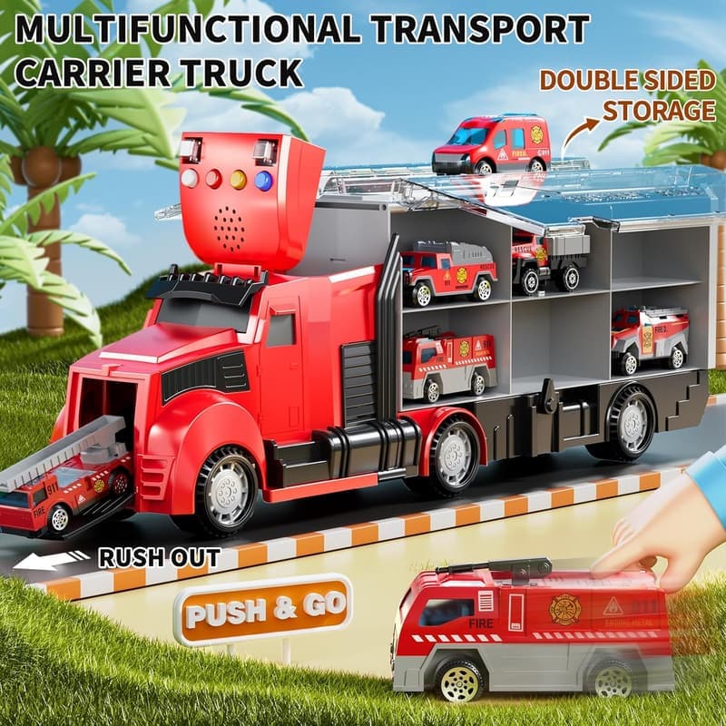 Fire Truck Toy Set with Play Mat – Ideal Birthday Gift for Boys 3-9