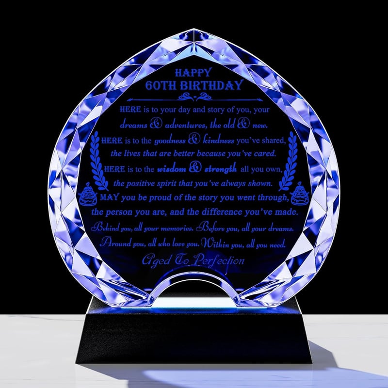 60th Birthday Personalized Crystal Heart Gift for Couples