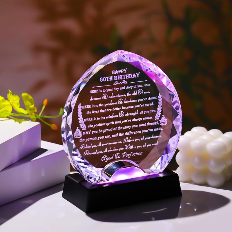 60th Birthday Personalized Crystal Heart Gift for Couples