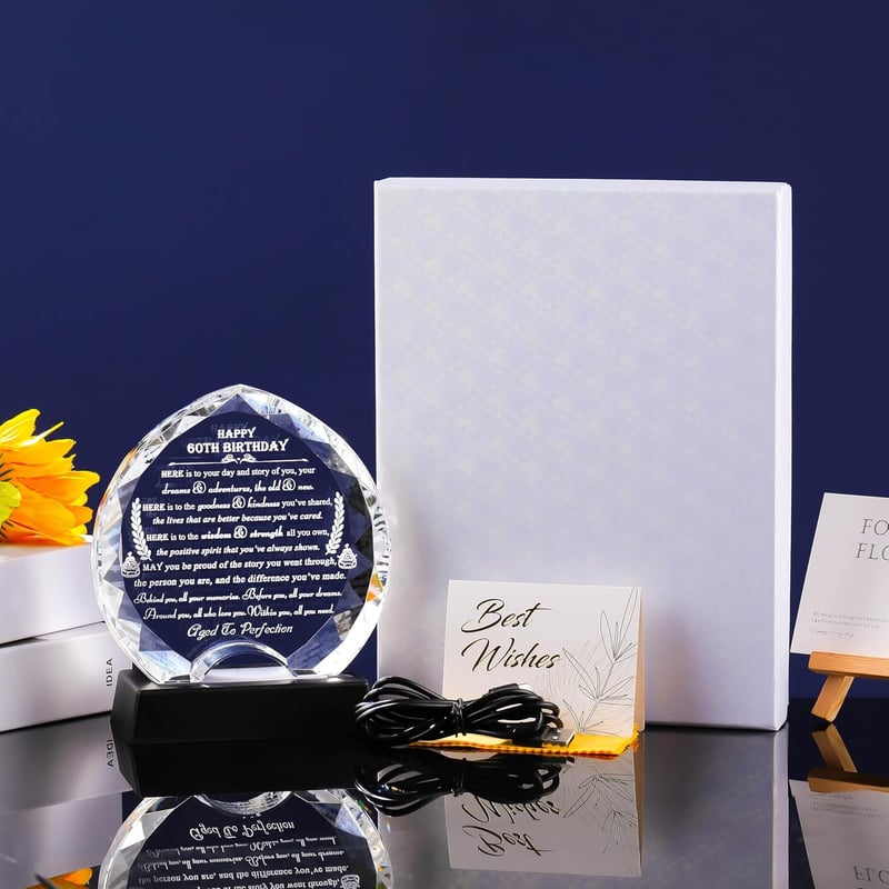 60th Birthday Personalized Crystal Heart Gift for Couples
