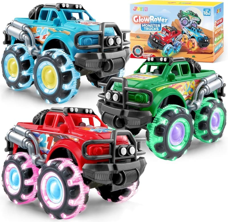 Monster Truck Toy Set with Flashing LED Wheels - Gift for Toddlers