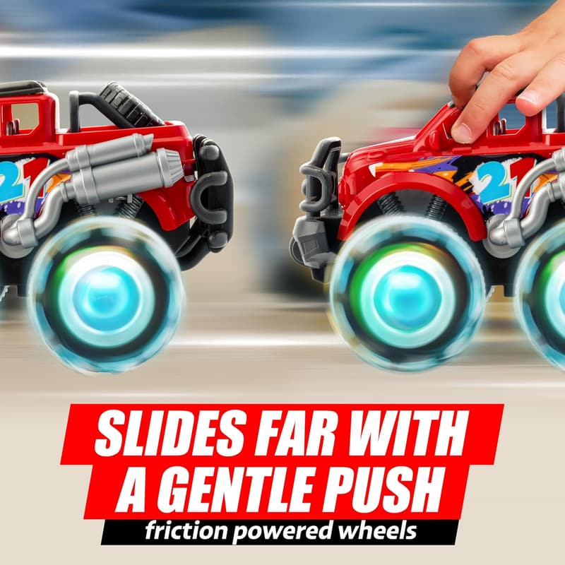 Monster Truck Toy Set with Flashing LED Wheels - Gift for Toddlers