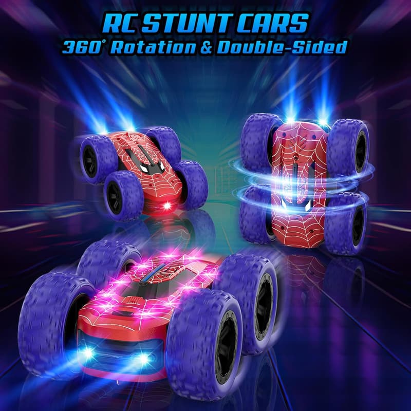 LED Remote Control Stunt Car - Rechargeable 4WD Toy for Kids