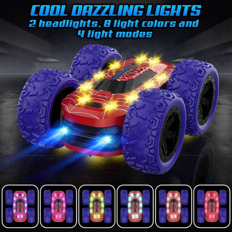 LED Remote Control Stunt Car - Rechargeable 4WD Toy for Kids