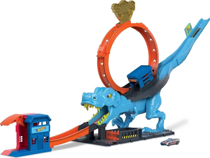 Hot Wheels City T-Rex Loop Race Track Playset with Car