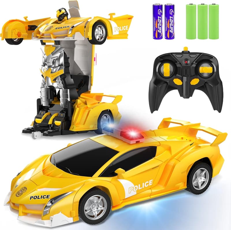 Transforming Remote Control Car Robot - 1:18 Scale, 360° Drift, 5+ Yrs
