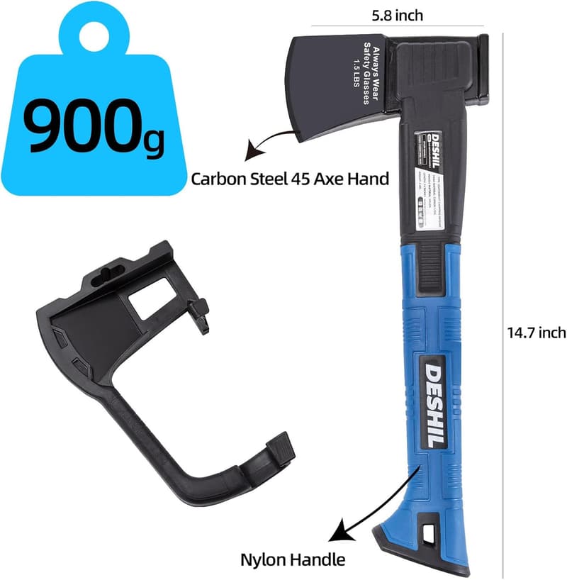 14” Carbon Steel Camping Hatchet with Shock-Reducing Grip