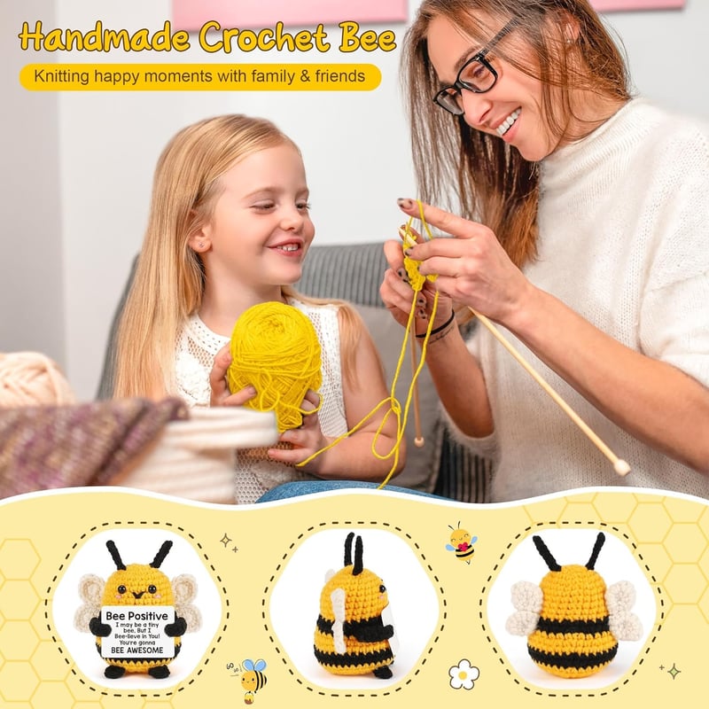 Mini Positive Crochet Bee Gift for Women’s Birthday Appreciation