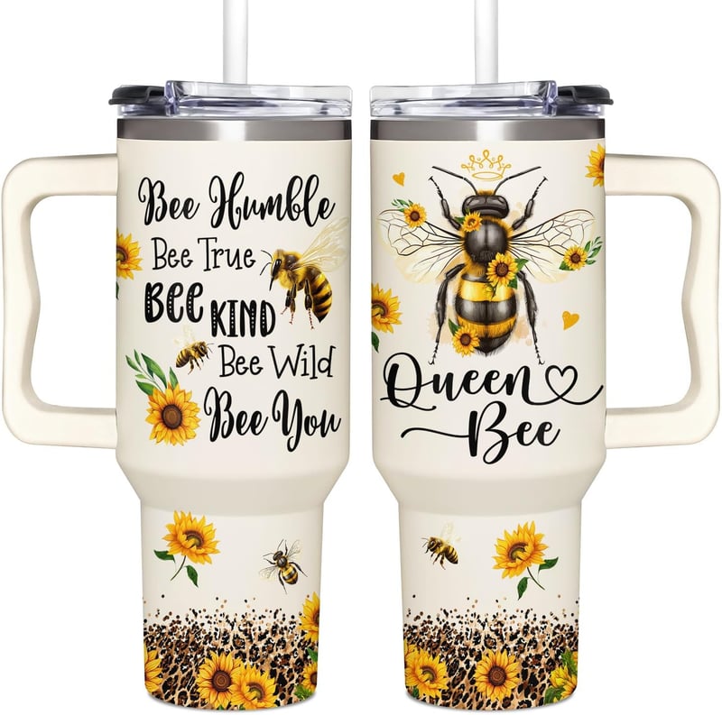 Sunflower Honey Bee Tumbler - 40oz Cup for Women