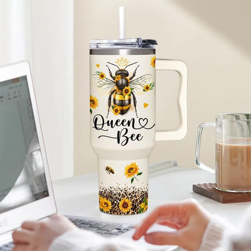 Sunflower Honey Bee Tumbler - 40oz Cup for Women