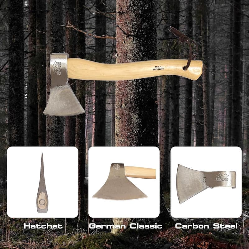 Camping Hatchet - Carbon Steel with Hickory Handle - 14.17