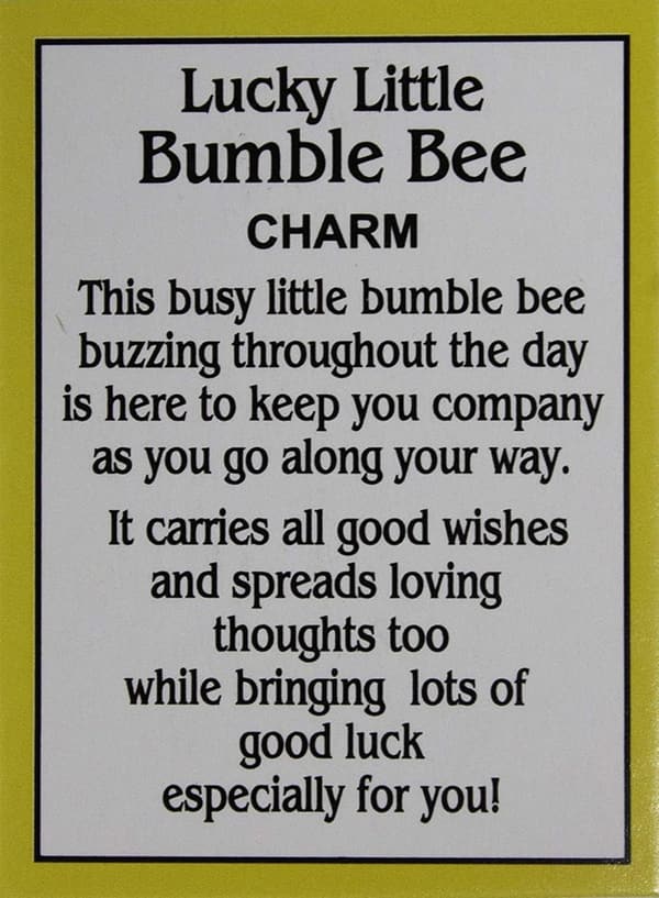 Ganz Lucky Bumble Bee Charm with Story Card - Yellow