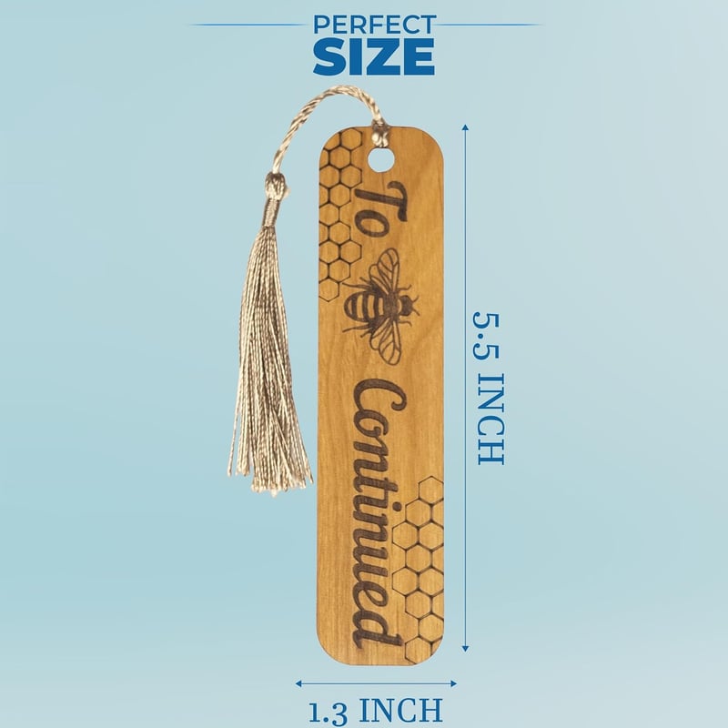 Bee Themed Wooden Bookmark with Tassel for Book Lovers