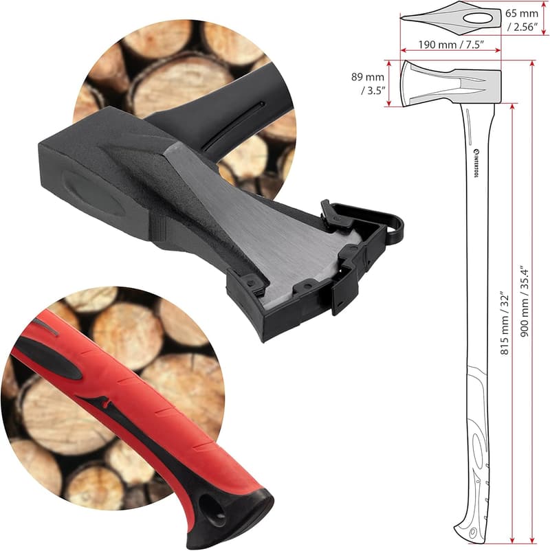 Wood Splitting Maul & Felling Axe Set with Shock Absorbing Handles