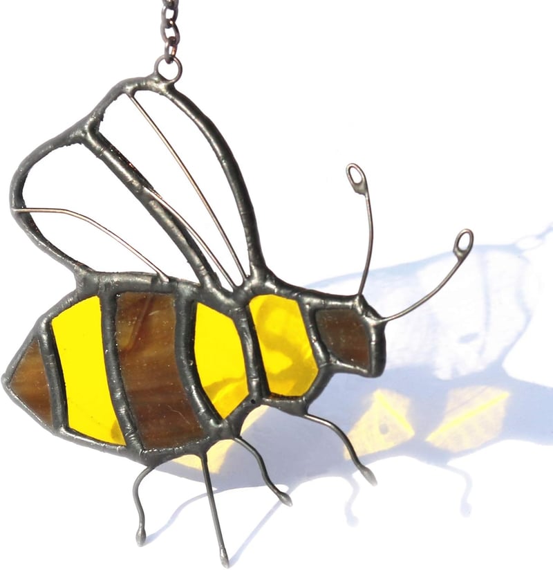 Honey Bee Stained Glass Suncatcher - Unique Gift for Mom