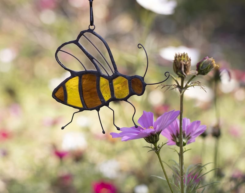 Honey Bee Stained Glass Suncatcher - Unique Gift for Mom