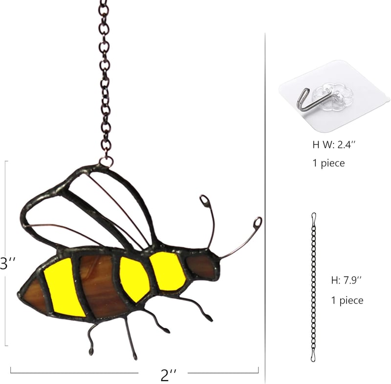 Honey Bee Stained Glass Suncatcher - Unique Gift for Mom