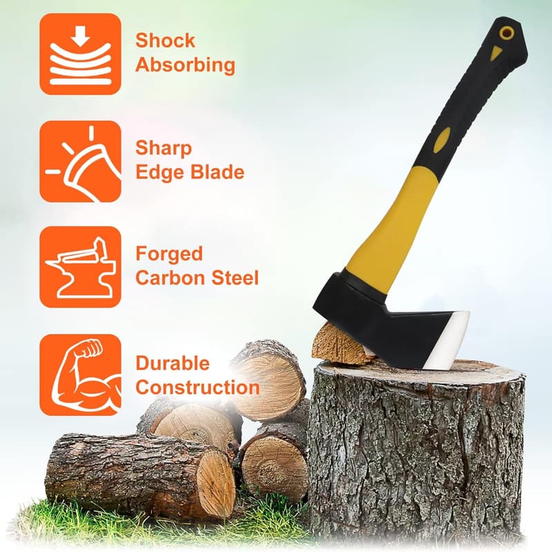 Camping Hatchet with Sheath - Outdoor Chopping Axe for Wood Splitting
