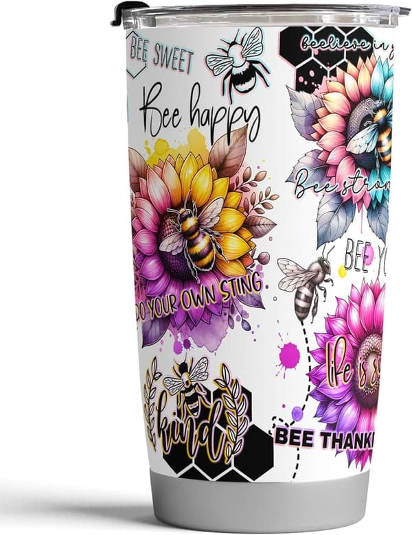 Bee Yourself Inspirational Tumbler, 20 oz Stainless Steel Mug