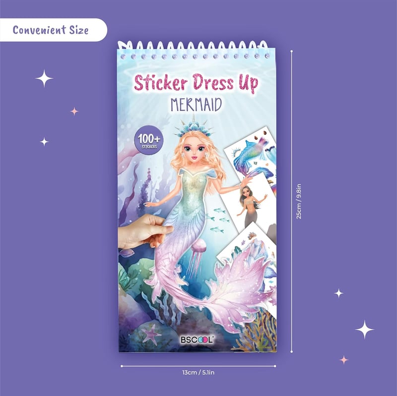 Mermaid Fashion Design Sticker Activity Book for Kids 5+