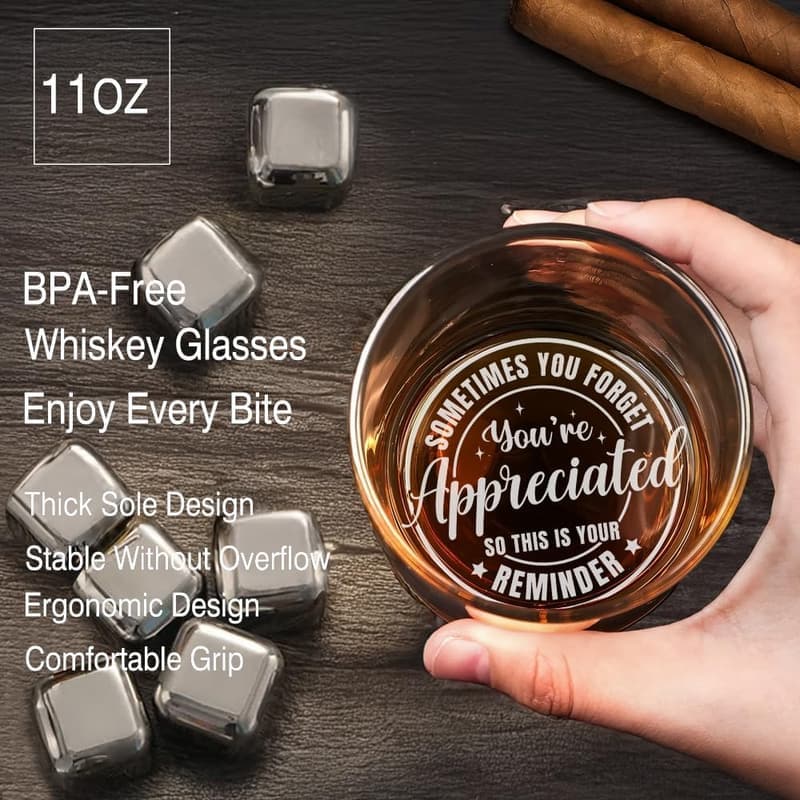 Personalized Funny Whiskey Glass for Men's Appreciation Gifts