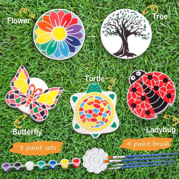 Kids' DIY Stepping Stone Craft Kit – 5 Pack Outdoor Gift