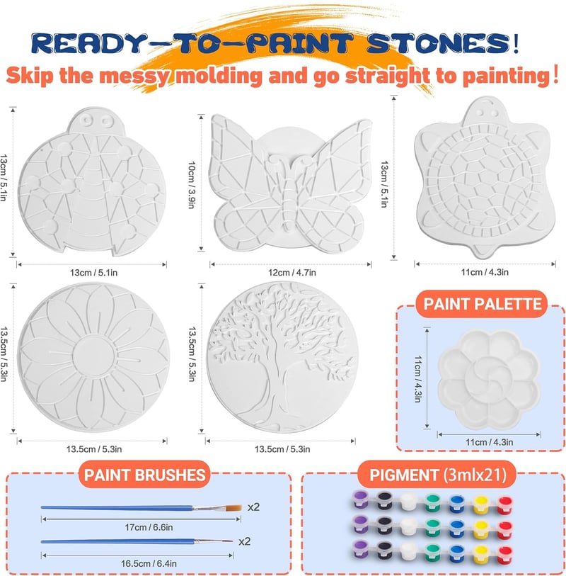 Kids' DIY Stepping Stone Craft Kit – 5 Pack Outdoor Gift