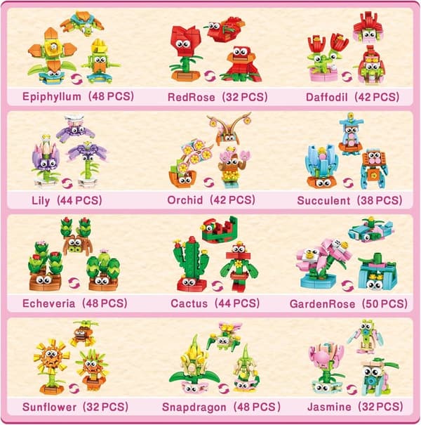 Mini Building Flower Set - 36 Packs Party Favors for Kids