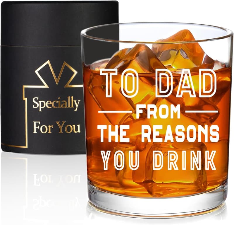 Funny Whiskey Glass for Dad - Birthday/Father's Day Gift, 10 oz
