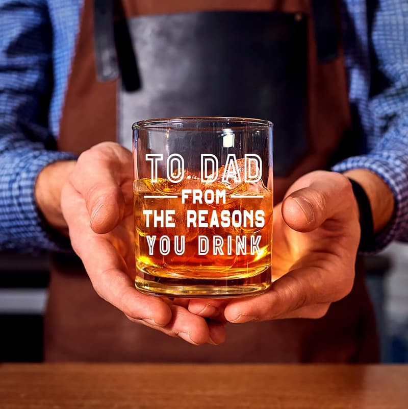 Funny Whiskey Glass for Dad - Birthday/Father's Day Gift, 10 oz