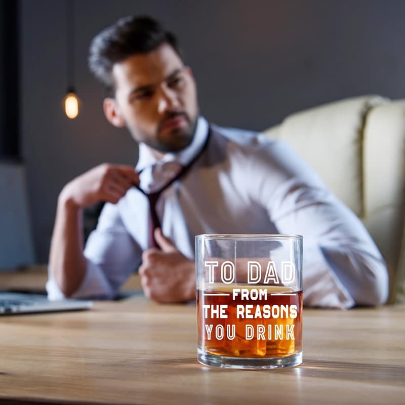 Funny Whiskey Glass for Dad - Birthday/Father's Day Gift, 10 oz