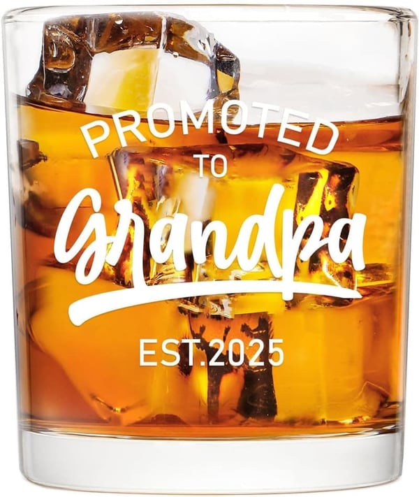New Grandpa Whiskey Glass EST 2025 - Unique Father's Day Gift