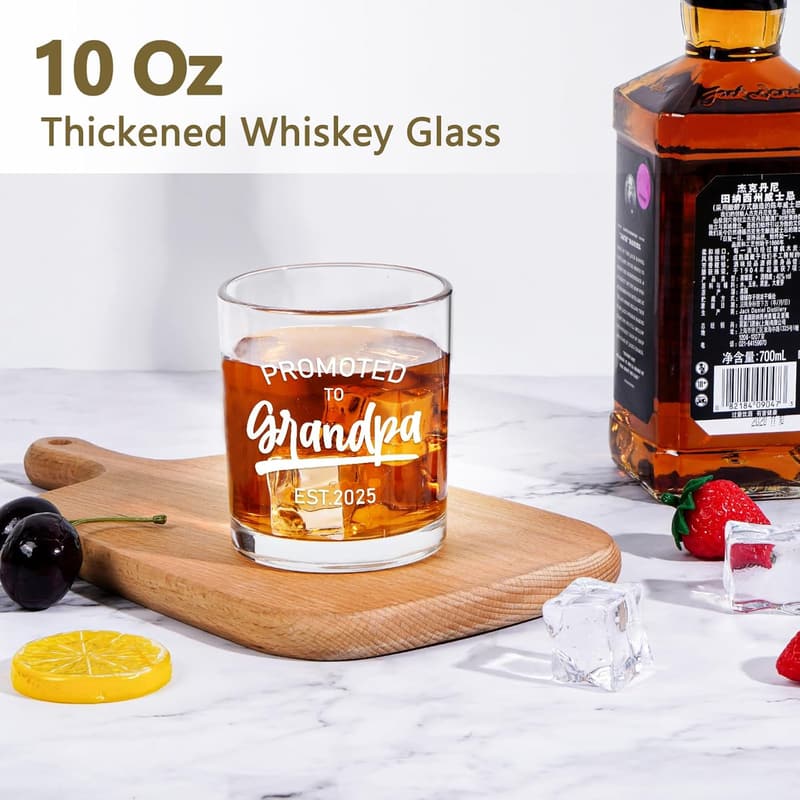 New Grandpa Whiskey Glass EST 2025 - Unique Father's Day Gift