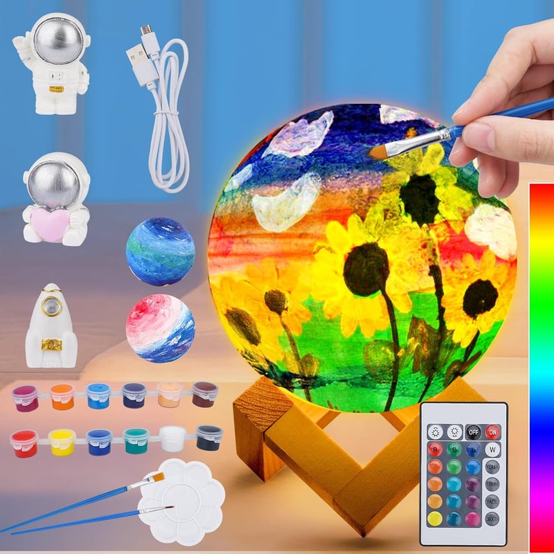 DIY Moon Lamp Painting Kit - 16 Colors Night Light Gift for Kids