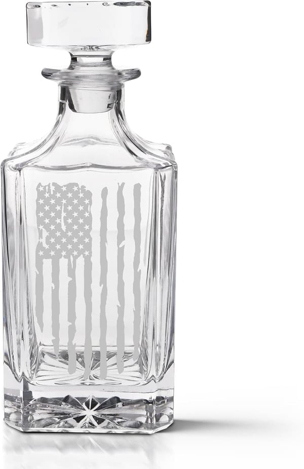 Patriotic Whiskey Decanter with Airtight Stopper for Dad
