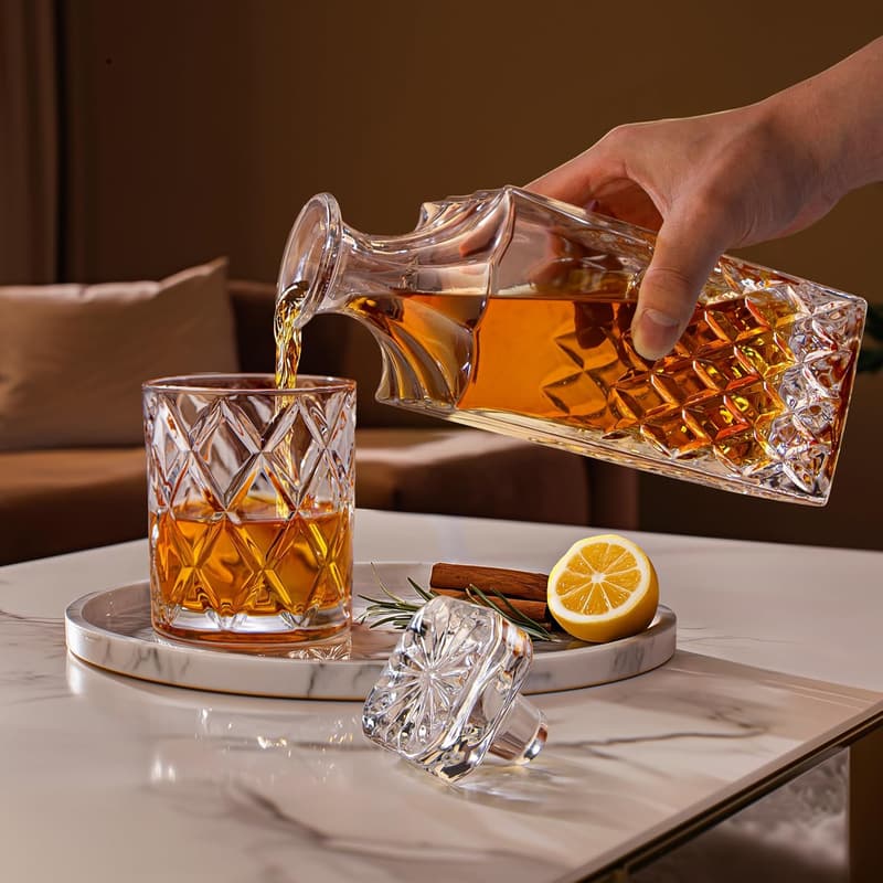 Italian Style Whiskey Decanter Set with Gift Box and 4 Glasses