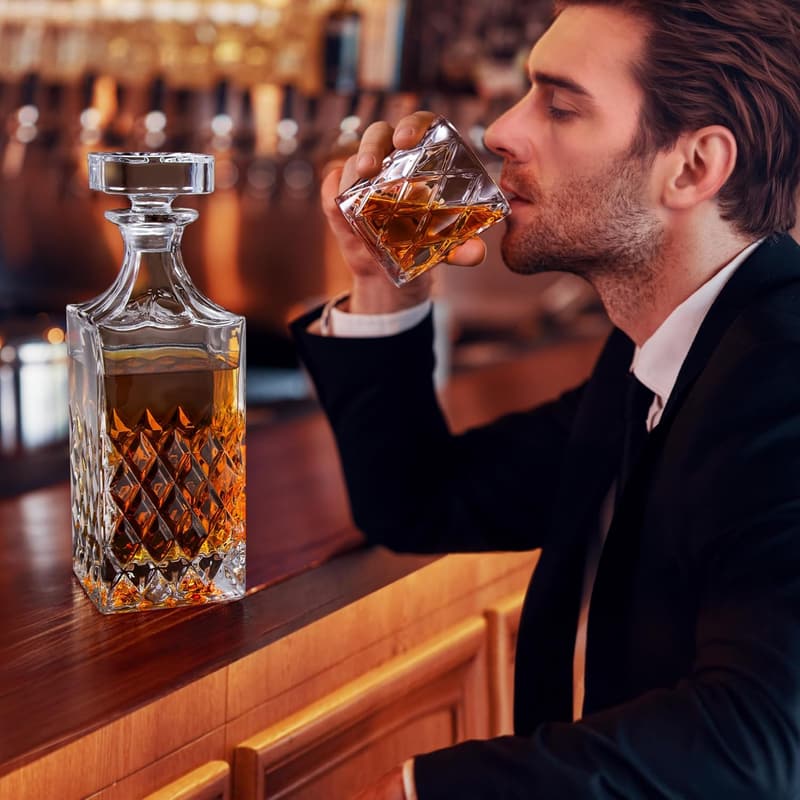 Italian Style Whiskey Decanter Set with Gift Box and 4 Glasses