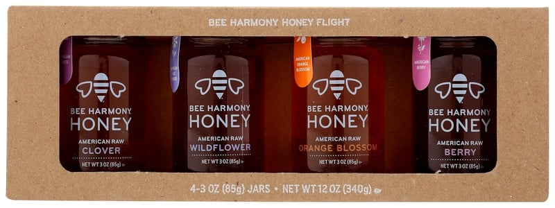 Mini Honey Gift Set - 4 Premium Raw Jars Made in USA